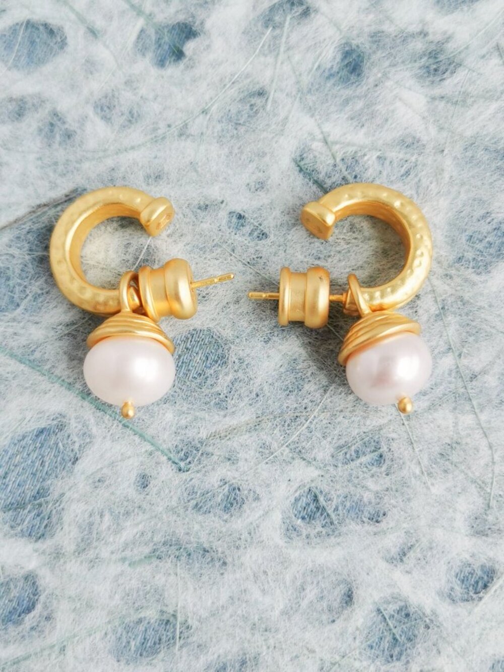 Julie Vos Astor Hoop & Charm Earrings Gold Pearl